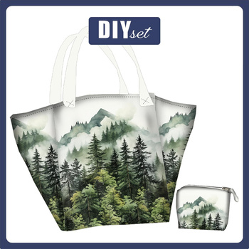 Torba XL z saszetką 2 w 1 - WATERCOLOR FOREST WZ.2 - zestaw do uszycia