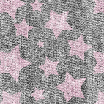 RÓŻOWE GWIAZDY / przecierany jeans (szary) - single jersey z elastanem