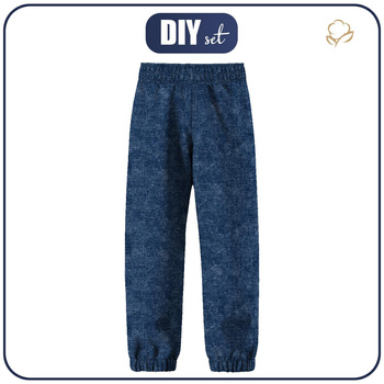 DZIECIĘCE SPODNIE Z SOFTSHELLU (YETI) - ACID WASH / granatowy (122/128)