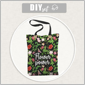 SHOPPERKA - FLOWER POWER - tkanina wodoodporna - zestaw do uszycia