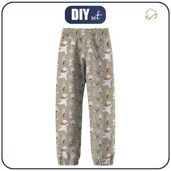 DZIECIĘCE SPODNIE Z SOFTSHELLU (YETI) - ZIMOWE PARTY WZ. 1 (ZIMOWA ZABAWA) / ACID WASH BEŻOWY (110/116)