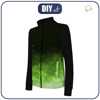 BLUZA ROZPINANA (MAX) - KLEKSY (zielony) / czarny - DIY set