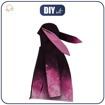 KURTKA DZIECIĘCA BUNNY (ZOE) - KLEKSY (fuksja) / czarny - zestaw do uszycia