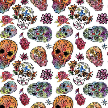 CZACHY wz. 3 / biały (DIA DE LOS MUERTOS) - single jersey z elastanem