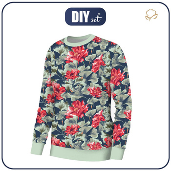 BLUZA DAMSKA (HANA) BASIC - CZERWONE MAKI (CZERWONY OGRÓD) - zestaw do uszycia