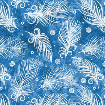 BIAŁE PIÓRKA (CLASSIC BLUE) - single jersey z elastanem