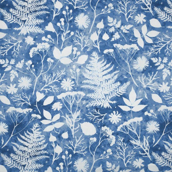 BIAŁE PAPROTKI (CLASSIC BLUE) - single jersey z elastanem