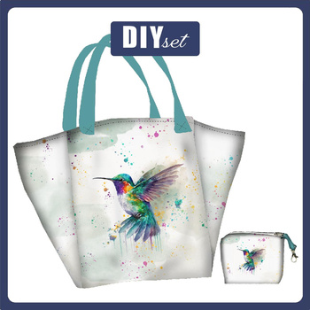 Torba XL z saszetką 2 w 1 - WATERCOLOR HUMMINGBIRD - zestaw do uszycia