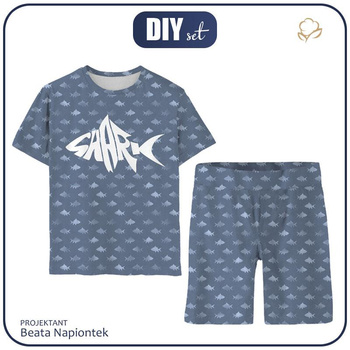 PIŻAMA DZIECIĘCA "ADA" - SHARK wz. 2 - Bambus Single Jersey z elastanem (134/140)