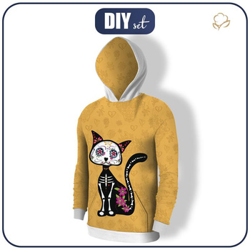 MĘSKA BLUZA Z KAPTUREM (COLORADO) - KOT FRIDA (DIA DE LOS MUERTOS) - zestaw do uszycia S