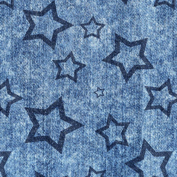 GRANATOWE GWIAZDY (kontur) / przecierany  jeans granatowy - single jersey z elastanem