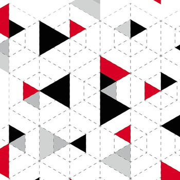 TRÓJKATY GEOMETRYCZNE CZERWONE 2 / biała - single jersey z elastanem TE210