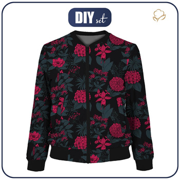 BOMBERKA DAMSKA (KAMA) - KWIATY / viva magenta - zestaw do uszycia XL