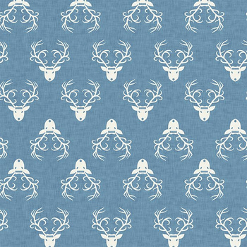 GŁOWY RENIFERA / ACID WASH - niebieski - single jersey z elastanem