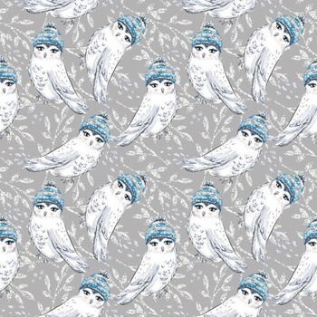 SOWY W CZAPKACH (ZACZAROWANA ZIMA) - single jersey z elastanem