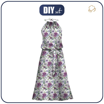 SUKIENKA "DALIA" MAXI - AKWARELOWE KWIATY WZ. 3 - zestaw do uszycia S-M