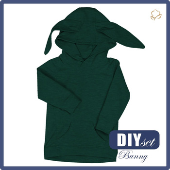 BLUZA DZIECIĘCA BUNNY (PARIS) - MELANŻ BUTELKOWA ZIELEŃ - zestaw do uszycia (98/104)