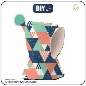 Kominoczapka "CZUBEK" - TRÓJKĄTY / łososiowe