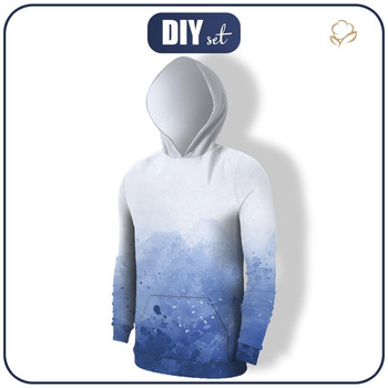 MĘSKA BLUZA Z KAPTUREM (COLORADO) - KLEKSY (classic blue) - zestaw do uszycia M