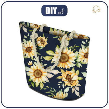 TORBA SHOPPER - SŁONECZNIKI WZ. 5 / granatowy - zestaw do uszycia