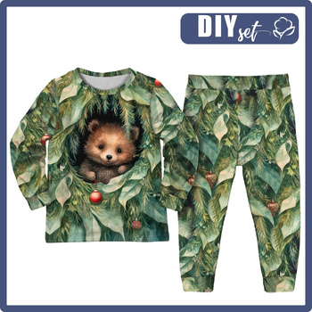 PIŻAMA DZIECIĘCA " MIKI" - VINTAGE CHRISTMAS BEAR - zestaw do uszycia (146/152)