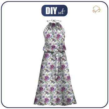 SUKIENKA "DALIA" MAXI - AKWARELOWE KWIATY WZ. 3 - zestaw do uszycia 