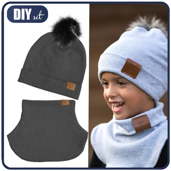 GRAFITOWY - Zestaw kreatywny do uszycia czapki i komina