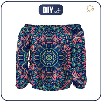 Bluzka hiszpanka (SOFIA) - KOLOROWA MANDALA wz. 4 - zestaw do uszycia XXL
