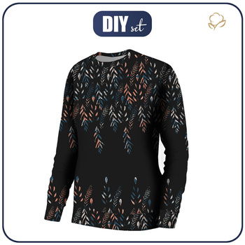 BLUZA DAMSKA (HANA) BASIC - LISTKI WZ. 3 / czarny - zestaw do uszycia
