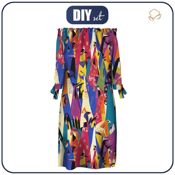 SUKIENKA HISZPANKA "CARMEN" - GEOMETRIC PENGUINS - krepa XL