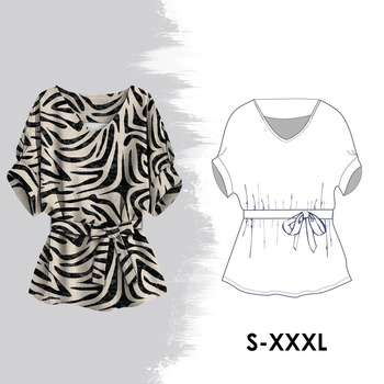 BLUZKA TYPU KIMONO - WYKRÓJ PAPIEROWY