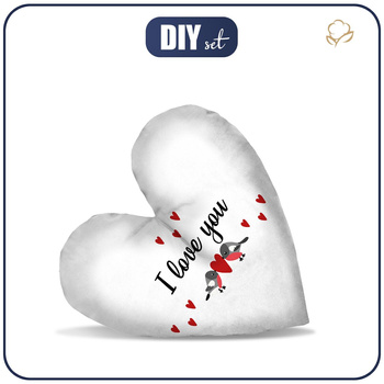 OZDOBNÝ POLŠTÁŘ SRDCE - I love you / PTÁCI