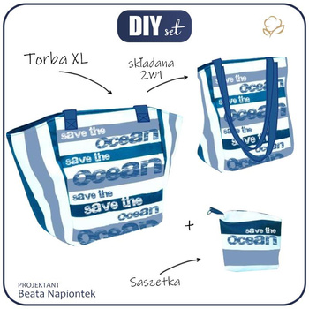 Taška XL s sáčkem 2 v 1 - TITULKY (SAVE THE OCEAN)