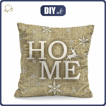POLŠTÁŘ 45x45 - HOME / juta - Bavlněná tkanina - přední + zadní strana
