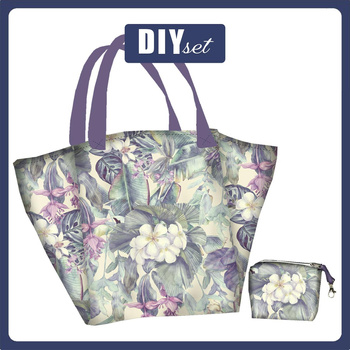 Taška XL s sáčkem 2 v 1 - PURPLE FLORAL - sada siti