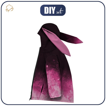 DĚTSKÁ BUNDA BUNNY (ZOE) - SKVRNY (fuchsie) / černý - Sada šití (146-152)