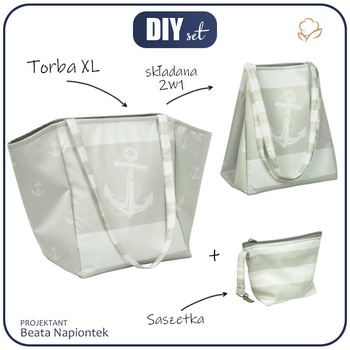 Taška XL s sáčkem 2 v 1  - BÍLÁ KOTVA