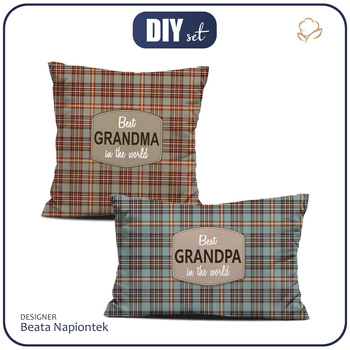 OZDOBNÉ POLŠTÁŘE - Best Grandma / Best Grandpa in the World / kostka retro