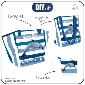 Taška XL s sáčkem 2 v 1 - DELFÍN (SAVE THE OCEAN)