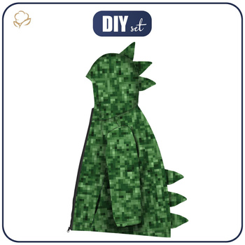 DĚTSKÁ BUNDA DINO (ZOE) - PIXELY Vz. 2 (olivová) - Sada šití (122/128)