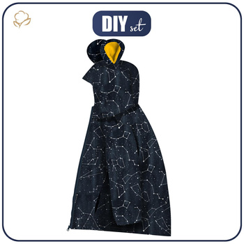DĚTSKÁ BUNDA TEDDY (ZOE) - SOUHVĚZDÍ vz.2 (GALAKTICKÁ ZVÍŘATA) / navy - Sada šití (134-140)