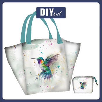 Taška XL s sáčkem 2 v 1 - WATERCOLOR HUMMINGBIRD - sada siti
