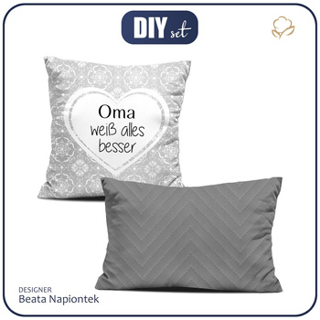 OZDOBNÉ POLŠTÁŘE - Oma weiß alles besser / damasco