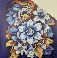 BOUQUET OF FLOWERS WZ.2 46 cm x 50 cm - gruba ekoskóra tłoczona