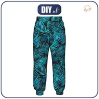 JOGGERY DAMSKIE (NOEMI) - LIŚCIE PALMY wz. 5 / czarny - zestaw do uszycia