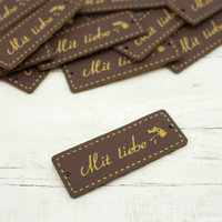 Cedulka Mit liebe - pampelišky 1,5x4 cm - hnědá