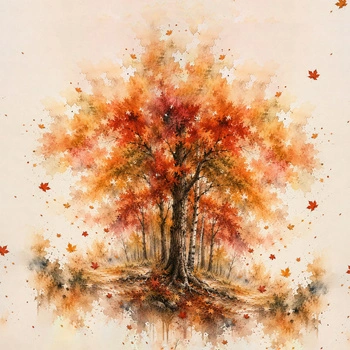 AUTUMN TREE / ORANGE - PANEL (60cm x 50cm)