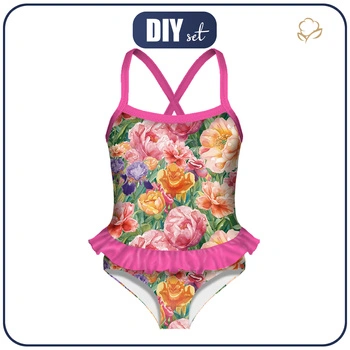 Dívčí plavky (110-116) - FLOWERS WZ. 73 - Sada šití