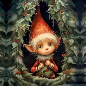 VINTAGE CHRISTMAS ELF - panel (75cm x 80cm)