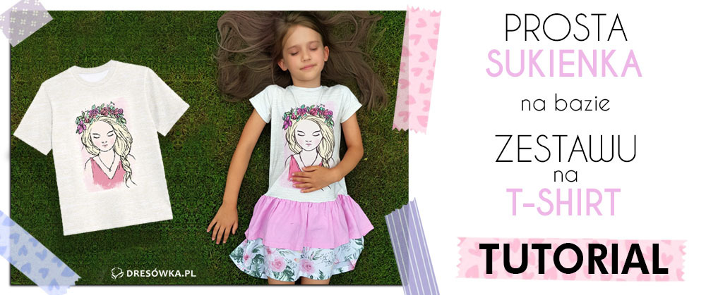 Prosta sukienka na bazie zestawu na t-shirt